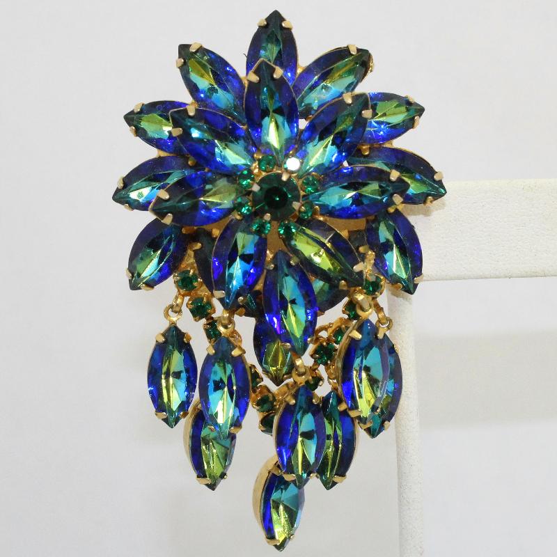 Front view of Blue Navettes Multi-Color/Shaded Pin Pendant