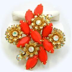 Orange Navettes Brooch