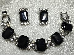 Black (jet) Emerald Cut Earrings Clip