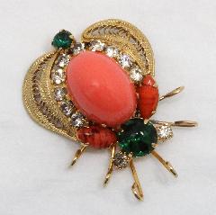 Orange Cabochons Multi-Color/Shaded Brooch