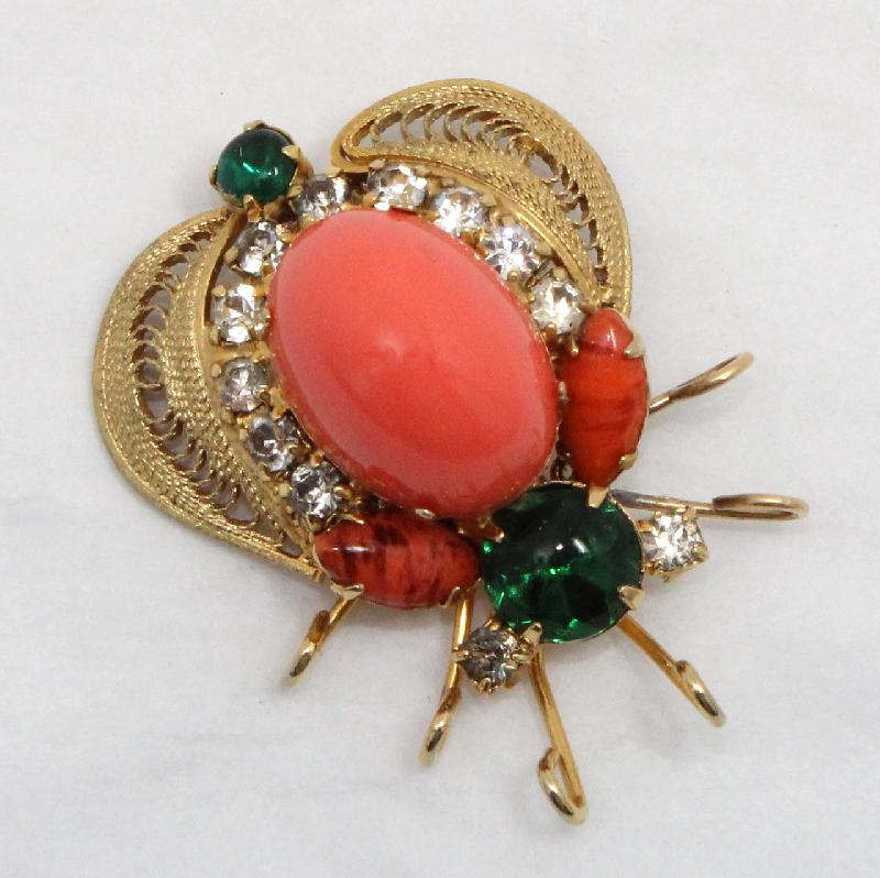 Front view of Orange Cabochons Multi-Color/Shaded Brooch