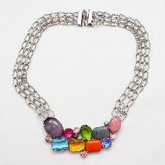 Multiple Colors Emerald Cut Necklace