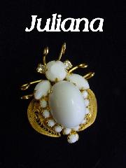 White (chalk Or Milk) Cabochons Brooch