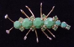 Green Chatons Only Brooch