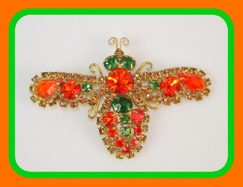 Front view of Orange Pear Brooch