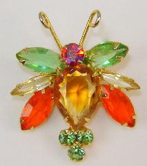 Multiple Colors Pear Brooch