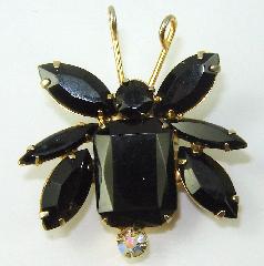 Black (jet) Emerald Cut Brooch