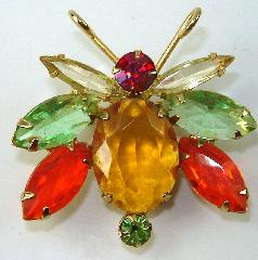Multiple Colors Oval Brooch