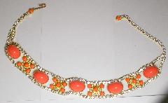 Orange Cabochons Plastic Necklace