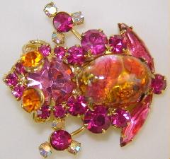 Pink Cabochons Multi-Color/Shaded Brooch