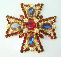 Red Oval Multi-Color/Shaded Brooch