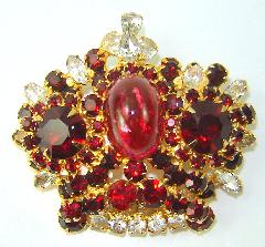 Red Cabochons Multi-Color/Shaded Brooch