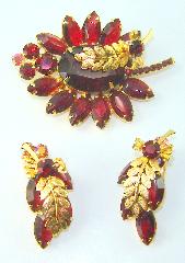 Red Navettes Brooch