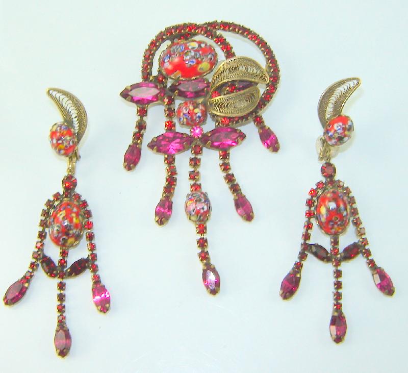 Front view of Red Cabochons Spotted Brooch