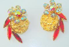 Red Navettes Earrings Clip