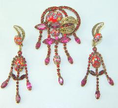 Red Cabochons Spotted Earrings Clip
