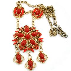 Red Cabochons Necklace