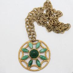 Green Cabochons Striped Pendant