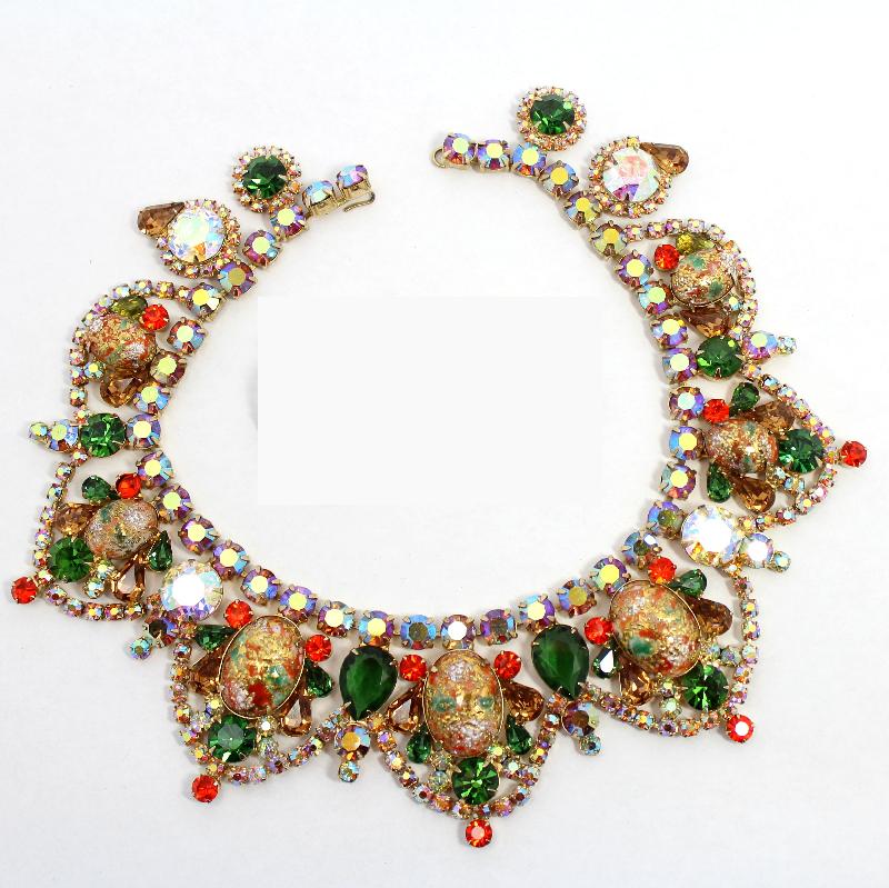 Front view of Multiple Colors Pear Painted (hand/Transfer) Necklace