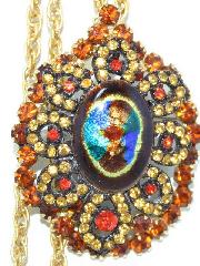Topaz Cabochons Painted (hand/Transfer) Pin Pendant