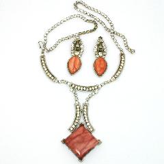 Pink Square Plastic Necklace