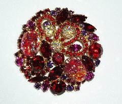 Red Cabochons Multi-Color/Shaded Brooch