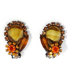 Topaz Pear Givre Earrings Clip