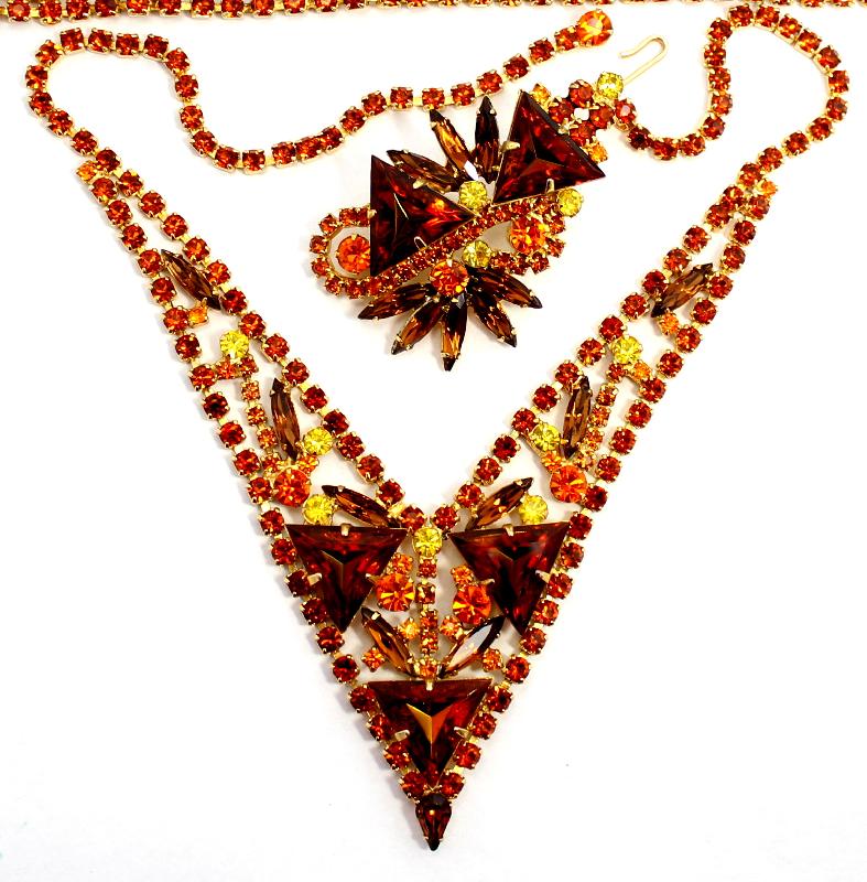Front view of Topaz Triangle Multi-Color/Shaded Necklace