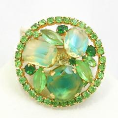 Green Oval Givre Brooch