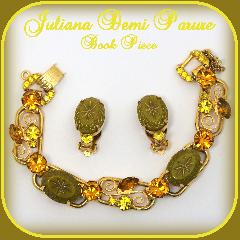 Green Cabochons Molded/Cut Bracelet 5 Link