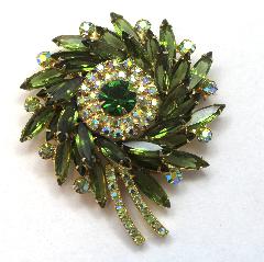 Green Navettes Brooch