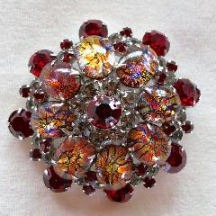 Red Cabochons Multi-Color/Shaded Brooch