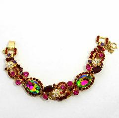 Red Oval Multi-Color/Shaded Bracelet 5 Link