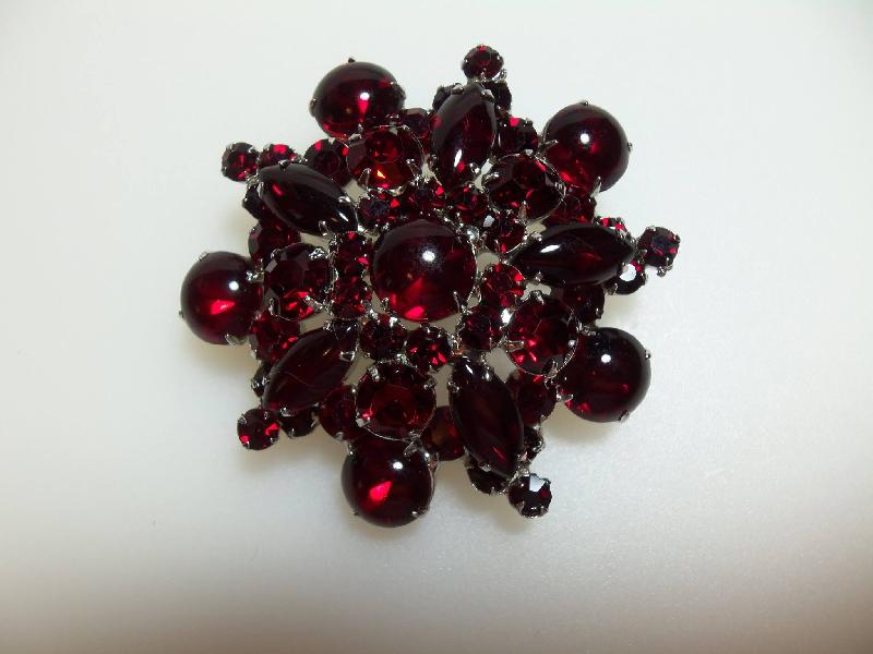 Front view of Red Cabochons Brooch