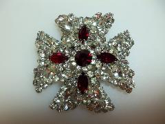 Red Navettes Brooch
