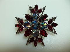 Red Navettes Brooch