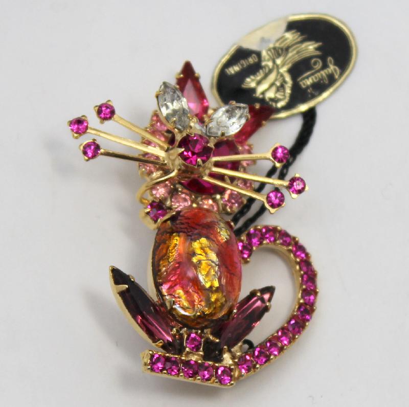 Front view of Pink Cabochons Multi-Color/Shaded Brooch