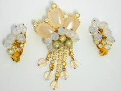 Clear Emerald Cut Brooch