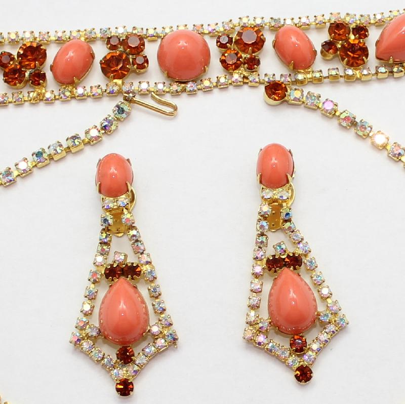 Front view of Orange Cabochons Plastic Earrings Clip