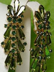 Green Spear Earrings Clip