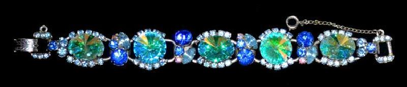 Front view of Blue Navettes Rivoli/Margarita Bracelet 5 Link