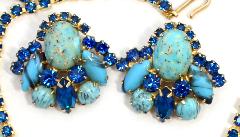 Turquoise Cabochons Spotted Earrings Clip