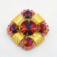 Pink Chatons Only Rivoli/Margarita Brooch