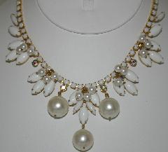 White (chalk Or Milk) Navettes Necklace