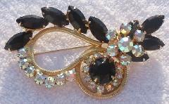 Black (jet) Navettes Brooch