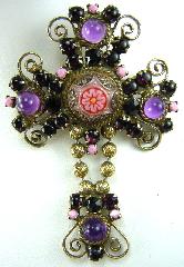 Purple (cardinal) Cabochons Molded/Cut Brooch