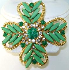 Green Navettes Brooch