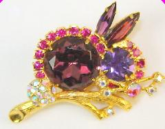 Purple (cardinal) Navettes Brooch