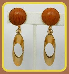 Cabochons Wood Earrings Clip