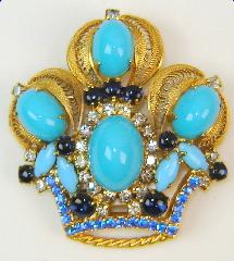 Turquoise Cabochons Plastic Brooch